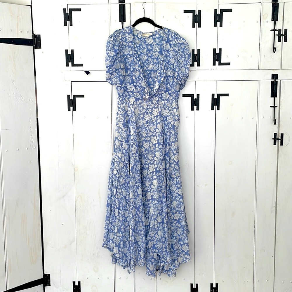 Blue and White Printed LoveShackFancy Maxi Dress